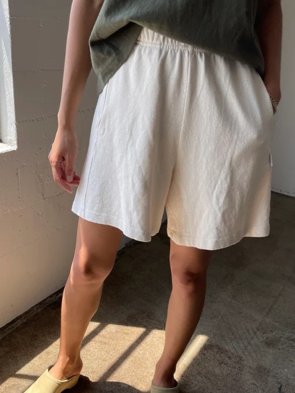 Le Bon Shoppe Flared Basketball Shorts Alabaster- Small